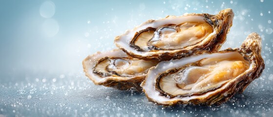 Exquisite fresh oysters showcasing pearlescent interiors on white