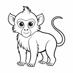 Cute Baby Mandrill Outline Cartoon Illustration