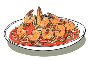 Shrimp Scampi Delight A delicious plate of pasta with tomato sauce.