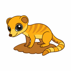 Cartoon Meerkat Digging Isolated on White