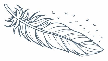 Obraz premium Stylized Feather Falling with Birds Vector Art