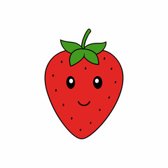 Cute Smiling Strawberry Vector Illustration Isolated