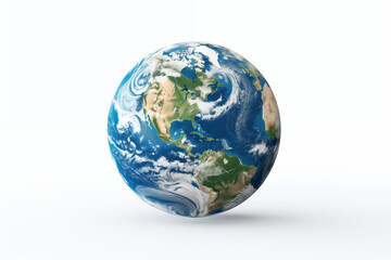 Fototapeta premium Image of Planet Earth on White Background – Isolated Globe for Educational, Environmental, and Scientific Use