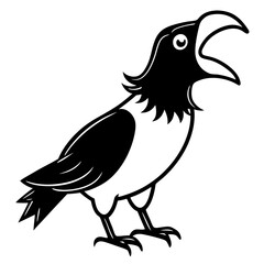 Caw Loud Crow Black and White Vector