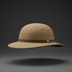 Fototapeta premium Beige safari hat, isolated on a gray studio background.