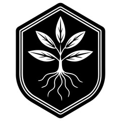 Coffee Seedling Growing Roots Badge Icon