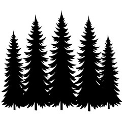 Fototapeta premium Pine Tree Forest Silhouette Vector Illustration