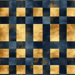 Fototapeta premium Elegant Blue and Gold Checkerboard Texture for Design Projects