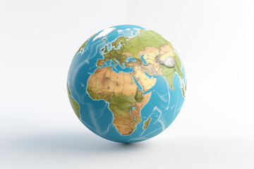 Fototapeta premium Image of Planet Earth on White Background – Isolated Globe for Educational, Environmental, and Scientific Use