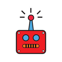 Robot Face Icon, Artificial Intelligence robot chat bot icon, chatbot, AI chatbot, radio, robot face with antena
