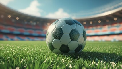 Naklejka premium ball in the stadium, ball on the football field, ball in the grass