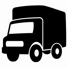 Minimalist Delivery Truck Silhouette  Black and White Vector Illustration