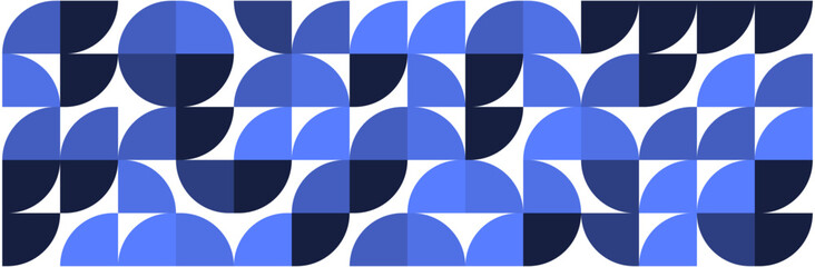 Geometric seamless pattern with rounded abstract shapes in blue tones for backgrounds and modern design projects.