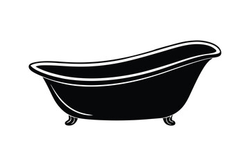 Silhouette art illustration of a freestanding bathtub with curved edges.eps