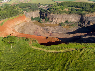 Aerial view of hole in stone miner