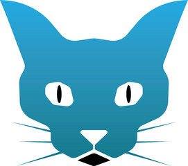 cat head logo with blue color on white background