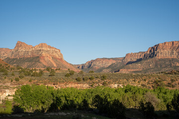 Colorful rocks in Zion National Park during the summer. Utah, USA.	