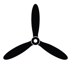 Simple black airplane propeller against white background vector illustration
