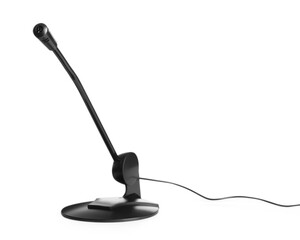 One microphone on white background. Professional audio equipment