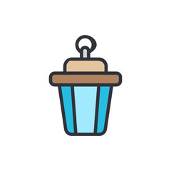 Stylized Blue Lantern With Brown Accents On A Transparent Canvas