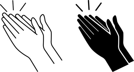 Minimalist clapping hands icon in outline and solid style. Ideal for applause, support, success, or celebration-related user interface and communication designs. Vector EPS 10