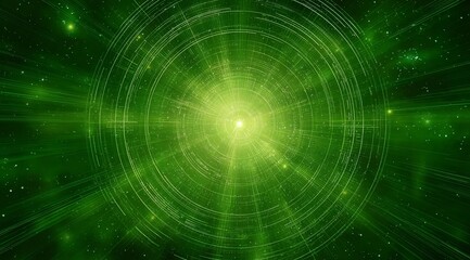 Obraz premium Abstract Green Concentric Circles with Light Effects