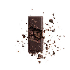 Broken chocolate bar piece on transparent background