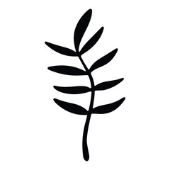 Elegant silhouette leaf icon, designed in casual sketch style for contemporary branding, eco packaging, and natural product tags