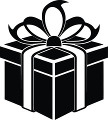 Gift box silhouette, black gift box,  simple package icon