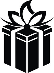 Gift box silhouette, black gift box,  simple package icon