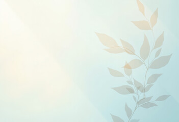 Minimal soft blue background with pale leaf outlines and warm light overlay&mdash;perfect for clean, nature-inspired presentations