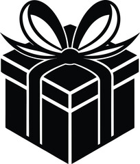 Gift box silhouette, black gift box,  simple package icon