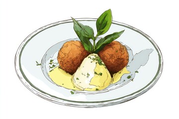 Chic Arancini Appetizer Crispy with creamy, and gourmet food art.