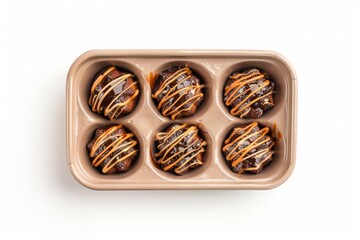 Decadent Chocolate Treats with Caramel Drizzle in a Tray
