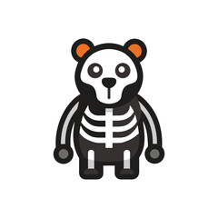 Flat and Minimal a Bear Skeletons logo vector illustration isolated on white background