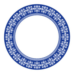 Round frame pattern floral design. ring shape. botanical, natural theme. for decoration, background, home decor, ceramic, fabric, tile. circular border.