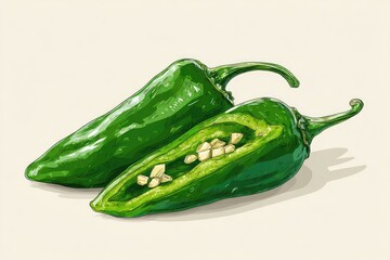 Vibrant Green Padron Peppers Fresh with Raw, and and Delicious Still Life.