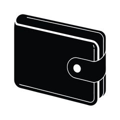 Simple minimalist black and white wallet graphic illustration on a white background