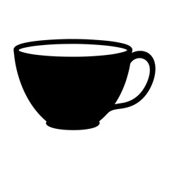 Elegant black silhouette of a teacup, simple and understated graphic element