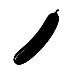 Silhouette of a fresh cucumber with a stem on a white background