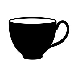 Simple Black Silhouette of a Teacup or Coffee Cup Illustration on White