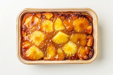 Delicious Pineapple Upside Down Cake in Baking Tray Ready to Serve