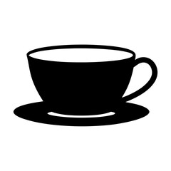 Monochrome silhouette of a cup and saucer, ideal for beverage time