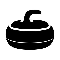 Simplified Black and White Curling Stone Illustration for Winter Sports Design