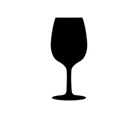 Wine glass icon. Black logotype silhouette. Art design single template visual. Symbol of beverage, eatery, party, menu, bar, restaurant vector design and illustration.

