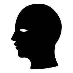 Silhouette of a human head facing left against a white background