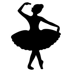 Silhouette of a graceful ballerina in a tutu performing ballet pose
