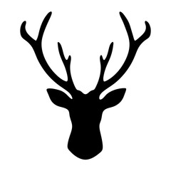 Black silhouette illustration of a reindeer head with prominent antlers design