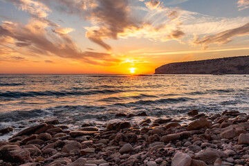 sunset over the sea in Cyprus..
