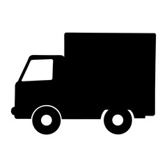 Silhouette of a black delivery truck used for transportation services and shipping